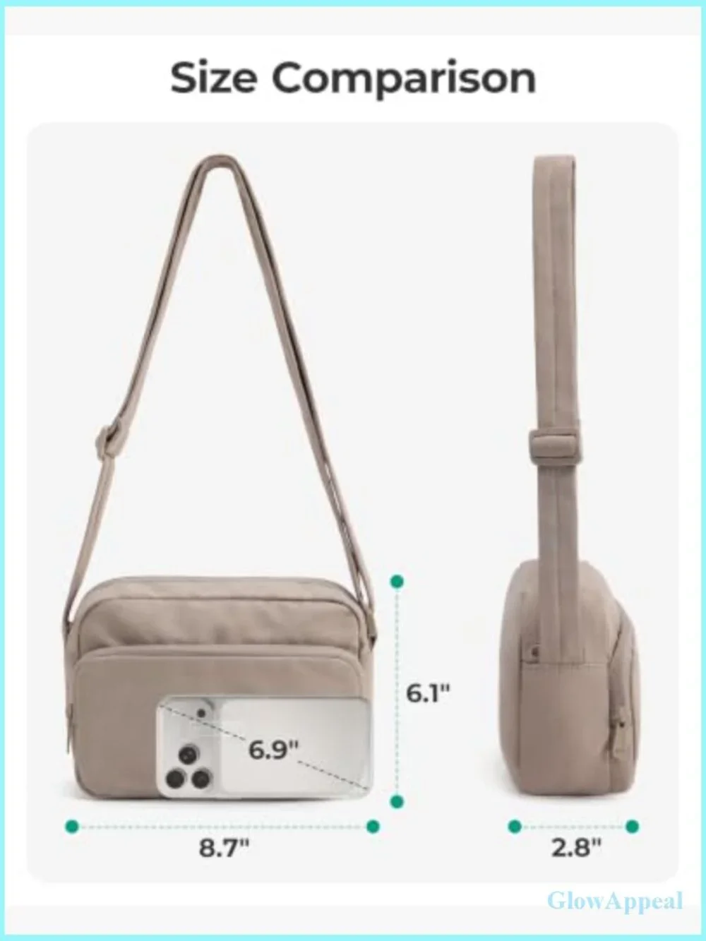 Foldable Crossbody Bag, Small Travel Purse, Water-Resistant Sling